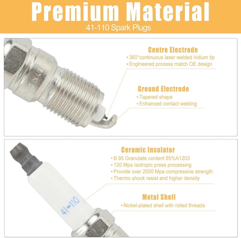 MANUTEX 41-110 Iridium Spark Plugs & M8-48322 Spark Plug Wires for 5.3 6.0L 6.2L Chev-y GM-C Silve-rado Subu-rban Avalan-che Cadi-llac Escal-ade Yu-kon Sierra V8 LS Truck Red (Pack of 8) - Image 4